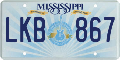 MS license plate LKB867