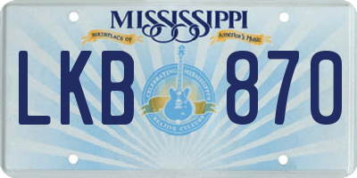 MS license plate LKB870