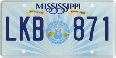 MS license plate LKB871
