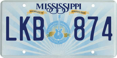 MS license plate LKB874