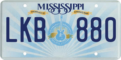 MS license plate LKB880