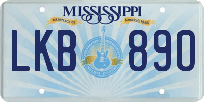 MS license plate LKB890