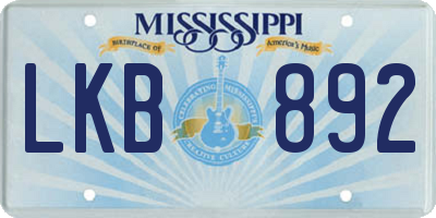 MS license plate LKB892