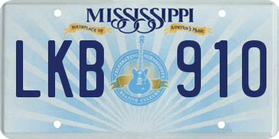 MS license plate LKB910