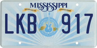 MS license plate LKB917