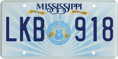 MS license plate LKB918