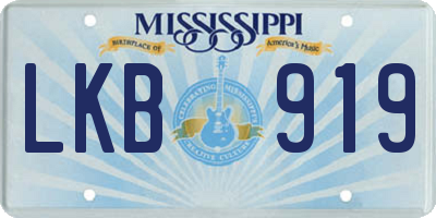 MS license plate LKB919
