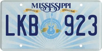 MS license plate LKB923