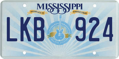 MS license plate LKB924