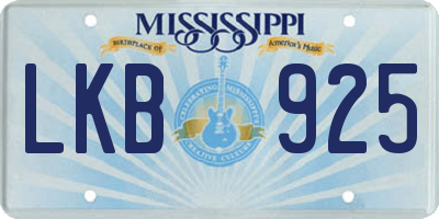 MS license plate LKB925