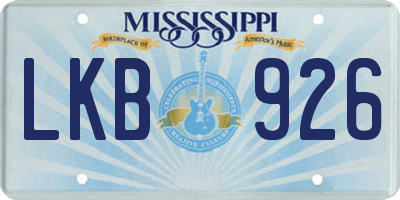 MS license plate LKB926