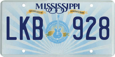 MS license plate LKB928