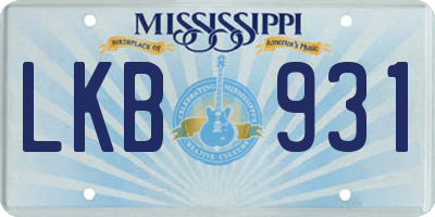 MS license plate LKB931