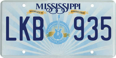 MS license plate LKB935