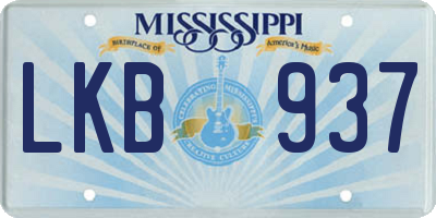MS license plate LKB937