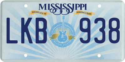 MS license plate LKB938
