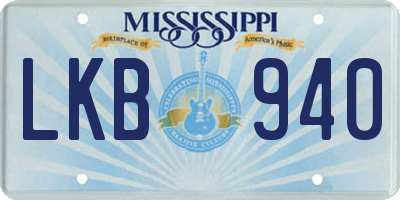 MS license plate LKB940