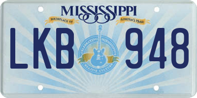 MS license plate LKB948
