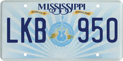 MS license plate LKB950