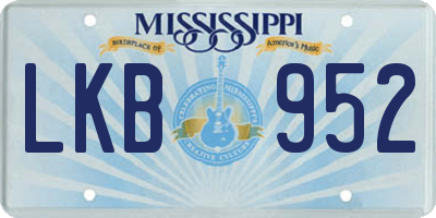 MS license plate LKB952
