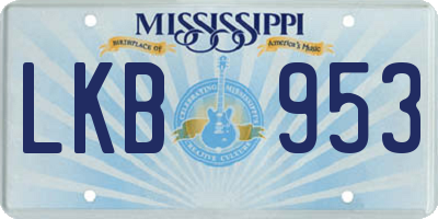 MS license plate LKB953