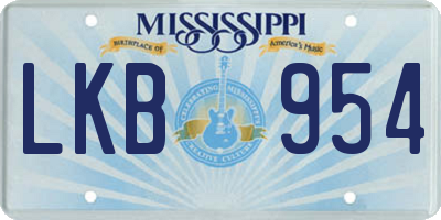 MS license plate LKB954