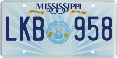 MS license plate LKB958