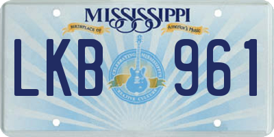 MS license plate LKB961