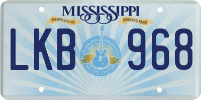 MS license plate LKB968