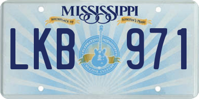 MS license plate LKB971
