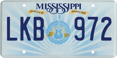 MS license plate LKB972