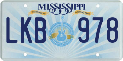 MS license plate LKB978