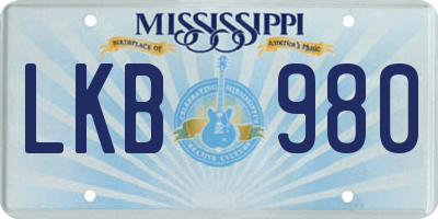 MS license plate LKB980