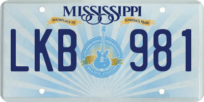 MS license plate LKB981