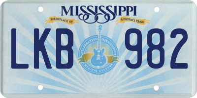 MS license plate LKB982