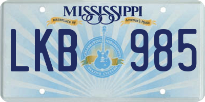MS license plate LKB985