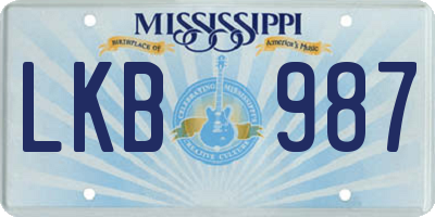 MS license plate LKB987