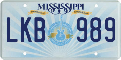 MS license plate LKB989