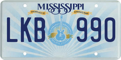 MS license plate LKB990
