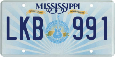 MS license plate LKB991