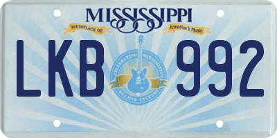 MS license plate LKB992