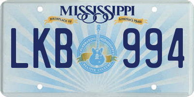 MS license plate LKB994