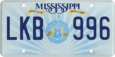 MS license plate LKB996