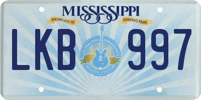 MS license plate LKB997