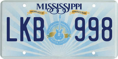 MS license plate LKB998