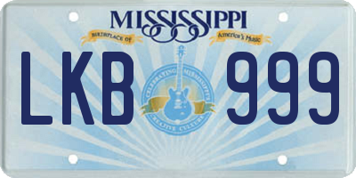 MS license plate LKB999