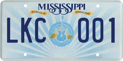 MS license plate LKC001