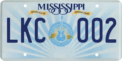 MS license plate LKC002
