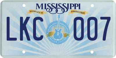 MS license plate LKC007
