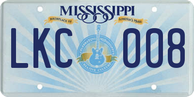 MS license plate LKC008